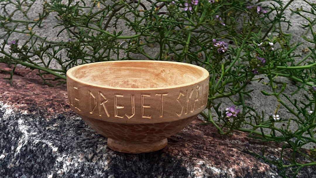 Lille drejet skål i frisk birketræ